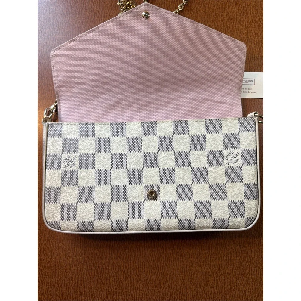 Louis Vuitton Pochette Felicie Damier Azur Chain Shoulder Bag N63106 With Insert